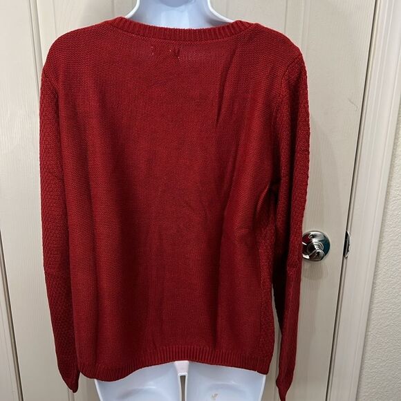 Croft & Barrow Women XL Cable Yolk Pullover Sweater  Holiday Delicious Apple Red - Picture 13 of 13